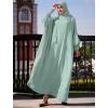 imageIDOPIP Muslim Dresses for Women One Piece Long Sleeve Islamic Prayer Ramadan Abaya Hooded Hijab Loose Maxi Kaftan Dubai RobeGreen
