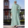 imageIDOPIP Muslim Dresses for Women One Piece Long Sleeve Islamic Prayer Ramadan Abaya Hooded Hijab Loose Maxi Kaftan Dubai RobeGreen