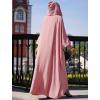 imageIDOPIP Muslim Dresses for Women One Piece Long Sleeve Islamic Prayer Ramadan Abaya Hooded Hijab Loose Maxi Kaftan Dubai RobePink