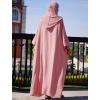imageIDOPIP Muslim Dresses for Women One Piece Long Sleeve Islamic Prayer Ramadan Abaya Hooded Hijab Loose Maxi Kaftan Dubai RobePink