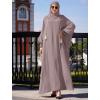 imageIDOPIP Muslim Dresses for Women One Piece Long Sleeve Islamic Prayer Ramadan Abaya Hooded Hijab Loose Maxi Kaftan Dubai RobeTaro