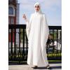 imageIDOPIP Muslim Dresses for Women One Piece Long Sleeve Islamic Prayer Ramadan Abaya Hooded Hijab Loose Maxi Kaftan Dubai RobeWhite