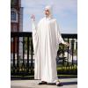 imageIDOPIP Muslim Dresses for Women One Piece Long Sleeve Islamic Prayer Ramadan Abaya Hooded Hijab Loose Maxi Kaftan Dubai RobeWhite