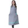 imageIDOPIP Muslim Girls Dress for Kids Long Sleeve Islamic Dubai Robe Loose Fit Kaftan Maxi Gown Ramadan Prayer Abaya ClothesGray