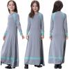 imageIDOPIP Muslim Girls Dress for Kids Long Sleeve Islamic Dubai Robe Loose Fit Kaftan Maxi Gown Ramadan Prayer Abaya ClothesGray