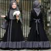 imageIDOPIP Muslim Girls Dress for Kids Long Sleeve Islamic Prayer Abaya Dress Maxi Kaftan Thobe with Hijab 2PCS Modest ClothesBlack  Bow