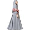imageIDOPIP Muslim Girls Dress for Kids Long Sleeve Islamic Prayer Abaya Dress Maxi Kaftan Thobe with Hijab 2PCS Modest ClothesGray  Plain