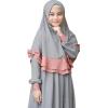imageIDOPIP Muslim Girls Dress for Kids Long Sleeve Islamic Prayer Abaya Dress Maxi Kaftan Thobe with Hijab 2PCS Modest ClothesGray  Plain