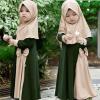 imageIDOPIP Muslim Girls Dress for Kids Long Sleeve Islamic Prayer Abaya Dress Maxi Kaftan Thobe with Hijab 2PCS Modest ClothesGreen  Bow