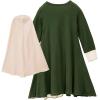 imageIDOPIP Muslim Girls Dress for Kids Long Sleeve Islamic Prayer Abaya Dress Maxi Kaftan Thobe with Hijab 2PCS Modest ClothesGreen  Bow