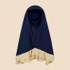 imageIDOPIP Muslim Girls Dress for Kids Long Sleeve Islamic Prayer Abaya Dress Maxi Kaftan Thobe with Hijab 2PCS Modest ClothesNavy Blue  Plain