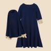 imageIDOPIP Muslim Girls Dress for Kids Long Sleeve Islamic Prayer Abaya Dress Maxi Kaftan Thobe with Hijab 2PCS Modest ClothesNavy Blue  Plain