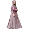 imageIDOPIP Muslim Girls Dress for Kids Long Sleeve Islamic Prayer Abaya Dress Maxi Kaftan Thobe with Hijab 2PCS Modest ClothesPurple  Plain