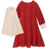 imageIDOPIP Muslim Girls Dress for Kids Long Sleeve Islamic Prayer Abaya Dress Maxi Kaftan Thobe with Hijab 2PCS Modest ClothesRed  Bow