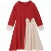 imageIDOPIP Muslim Girls Dress for Kids Long Sleeve Islamic Prayer Abaya Dress Maxi Kaftan Thobe with Hijab 2PCS Modest ClothesRed  Bow