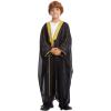 imageIDOPIP Muslim Thobe for Boys Islamic Arabic Kaftan Robe Ramadan Kids Long Sleeve Embroidery Tassels Open Front Cardigan ThobeBlack