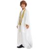 imageIDOPIP Muslim Thobe for Boys Islamic Arabic Kaftan Robe Ramadan Kids Long Sleeve Embroidery Tassels Open Front Cardigan ThobeWhite