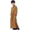 imageIDOPIP Muslim Thobe for Boys Kids Long Sleeve Islamic Arabic Kaftan Robe Embroidery Middle East Prayer Clothes with PocketsCamel  Gold
