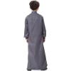 imageIDOPIP Muslim Thobe for Boys Kids Long Sleeve Islamic Arabic Kaftan Robe Embroidery Middle East Prayer Clothes with PocketsDark Gray  Gold
