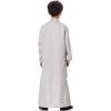 imageIDOPIP Muslim Thobe for Boys Kids Long Sleeve Islamic Arabic Kaftan Robe Embroidery Middle East Prayer Clothes with PocketsLight Gray  Gold