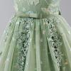imageIDOPIP Sequin Flower Girl Lace Dress for Kids Wedding Pageant Party Formal Long Gown Princess First Communion Tulle DressesGreen Sequin Butterfly