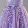 imageIDOPIP Sequin Flower Girl Lace Dress for Kids Wedding Pageant Party Formal Long Gown Princess First Communion Tulle DressesPurple Sequin Butterfly