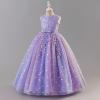 imageIDOPIP Sequin Flower Girl Lace Dress for Kids Wedding Pageant Party Formal Long Gown Princess First Communion Tulle DressesPurple Sequin Butterfly