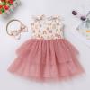 imageIDOPIP Toddler Baby Girls Tutu Dress Smocked Princess Strawberry Melon Birthday Party Dresses with Headband Cake Smash OutfitDusty Pink Rainbow
