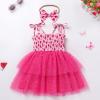 imageIDOPIP Toddler Baby Girls Tutu Dress Smocked Princess Strawberry Melon Birthday Party Dresses with Headband Cake Smash OutfitHot Pink Watermelon