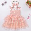 imageIDOPIP Toddler Baby Girls Tutu Dress Smocked Princess Strawberry Melon Birthday Party Dresses with Headband Cake Smash OutfitPink Daisy