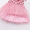 imageIDOPIP Toddler Baby Girls Tutu Dress Smocked Princess Strawberry Melon Birthday Party Dresses with Headband Cake Smash OutfitPink Strawberry