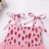 imageIDOPIP Toddler Baby Girls Tutu Dress Smocked Princess Strawberry Melon Birthday Party Dresses with Headband Cake Smash OutfitPink Strawberry