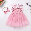 imageIDOPIP Toddler Baby Girls Tutu Dress Smocked Princess Strawberry Melon Birthday Party Dresses with Headband Cake Smash OutfitPink Strawberry