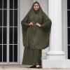 imageIDOPIP Two Pieces Jilbab Modest Dress for Muslim Women Long Maxi Khimar  Skirt with Hijab Burkas Islamic Abaya Dress OutfitArmy Green