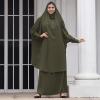 imageIDOPIP Two Pieces Jilbab Modest Dress for Muslim Women Long Maxi Khimar  Skirt with Hijab Burkas Islamic Abaya Dress OutfitArmy Green