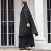 imageIDOPIP Two Pieces Jilbab Modest Dress for Muslim Women Long Maxi Khimar  Skirt with Hijab Burkas Islamic Abaya Dress OutfitBlack
