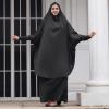 imageIDOPIP Two Pieces Jilbab Modest Dress for Muslim Women Long Maxi Khimar  Skirt with Hijab Burkas Islamic Abaya Dress OutfitBlack