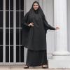 imageIDOPIP Two Pieces Jilbab Modest Dress for Muslim Women Long Maxi Khimar  Skirt with Hijab Burkas Islamic Abaya Dress OutfitBlack