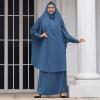 imageIDOPIP Two Pieces Jilbab Modest Dress for Muslim Women Long Maxi Khimar  Skirt with Hijab Burkas Islamic Abaya Dress OutfitBlue