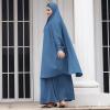 imageIDOPIP Two Pieces Jilbab Modest Dress for Muslim Women Long Maxi Khimar  Skirt with Hijab Burkas Islamic Abaya Dress OutfitBlue