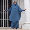imageIDOPIP Two Pieces Jilbab Modest Dress for Muslim Women Long Maxi Khimar  Skirt with Hijab Burkas Islamic Abaya Dress OutfitBlue