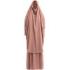 imageIDOPIP Two Pieces Jilbab Modest Dress for Muslim Women Long Maxi Khimar  Skirt with Hijab Burkas Islamic Abaya Dress OutfitKhaki