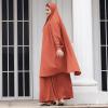 imageIDOPIP Two Pieces Jilbab Modest Dress for Muslim Women Long Maxi Khimar  Skirt with Hijab Burkas Islamic Abaya Dress OutfitOrange