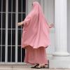 imageIDOPIP Two Pieces Jilbab Modest Dress for Muslim Women Long Maxi Khimar  Skirt with Hijab Burkas Islamic Abaya Dress OutfitPink