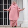 imageIDOPIP Two Pieces Jilbab Modest Dress for Muslim Women Long Maxi Khimar  Skirt with Hijab Burkas Islamic Abaya Dress OutfitPink