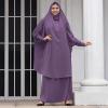 imageIDOPIP Two Pieces Jilbab Modest Dress for Muslim Women Long Maxi Khimar  Skirt with Hijab Burkas Islamic Abaya Dress OutfitPurple