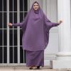 imageIDOPIP Two Pieces Jilbab Modest Dress for Muslim Women Long Maxi Khimar  Skirt with Hijab Burkas Islamic Abaya Dress OutfitPurple