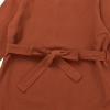 imageIDOPIP Womens Muslim Abaya Dress 2 Pieces Set Long Sleeve Button Down Shirt and Pants Casual Arabic Islamic Dubai OutfitsBrickred  Belt