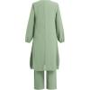 imageIDOPIP Womens Muslim Abaya Dress 2 Pieces Set Long Sleeve Button Down Shirt and Pants Casual Arabic Islamic Dubai OutfitsGreen