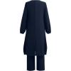 imageIDOPIP Womens Muslim Abaya Dress 2 Pieces Set Long Sleeve Button Down Shirt and Pants Casual Arabic Islamic Dubai OutfitsNavy Blue